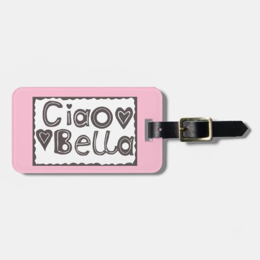 Ciao Bella Pink en Black Bagagelabel (Voorkant horizontaal)