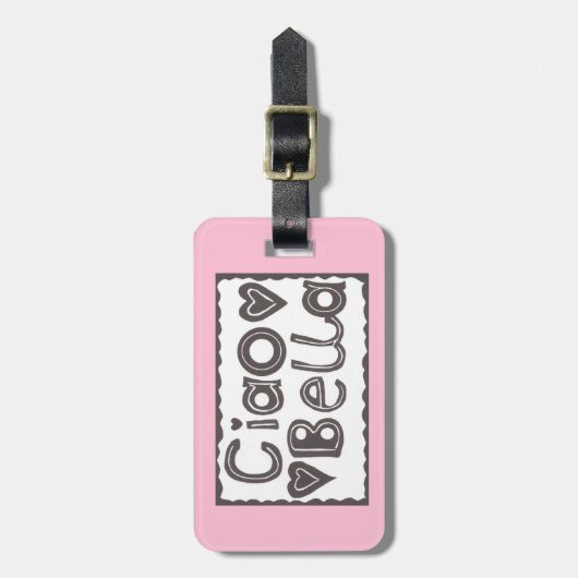 Ciao Bella Pink en Black Bagagelabel (Voorkant verticaal)