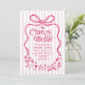 Ciao Bella Pink Italian Lemons Vrijgezellenfeest Kaart (Staand voorkant)