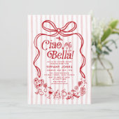 Ciao Bella Red Italian Lemons Vrijgezellenfeest Kaart (Staand voorkant)