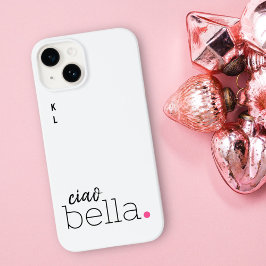 Ciao Bella Roze Dot Monogram Italiaans Zwart-wit Case-Mate iPhone 14 Hoesje