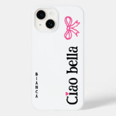 Ciao Bella Roze Hart Lint Naam Italiaanse Schets Case-Mate iPhone Case (Achterkant)