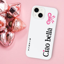 Ciao Bella Roze Hart Lint Naam Italiaanse Schets Case-Mate iPhone 14 Hoesje