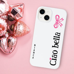 Ciao Bella Roze Hart Lint Naam Italiaanse Schets Case-Mate iPhone 14 Hoesje
