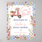 Ciao Bella Scooter Bloemige Bruiloftsshower Welkom Poster (Voorkant)