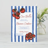 Ciao bella tomato blue Italian bridal shower Kaart (Staand voorkant)