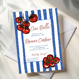 Ciao bella tomato blue Italian bridal shower Kaart