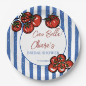 Ciao bella tomato stripes Italian bridal shower Papieren Bordje (Voorkant)