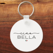 Ciao Bella – Typografie met Italiaans hart Sleutelhanger (Achterkant)