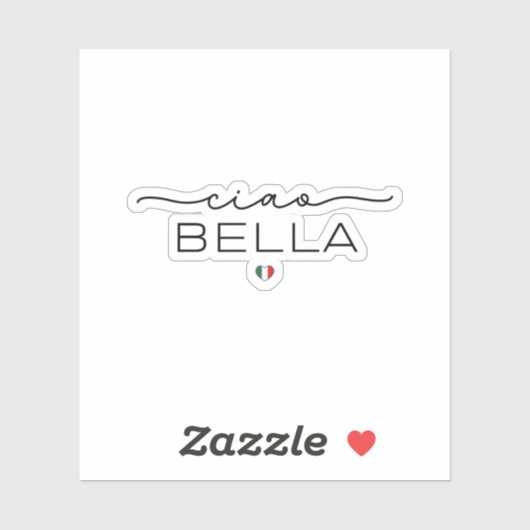 Ciao Bella – Typografie met Italiaans hart Sticker (Vel)