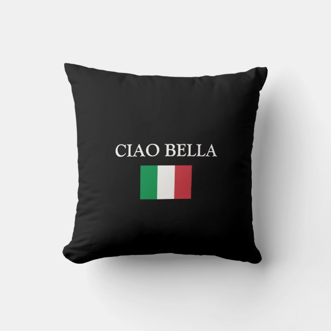 CIAO BELLA  Zwarte Italiaanse vlag Kussen (Voorkant)