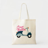 Ciao Bello Scooter Hand Lettered Tote Bag (Voorkant)