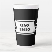 CIAO BELLO Tall, Donker & handjevol BLACK & WHITE Latte Mok (Voorkant)