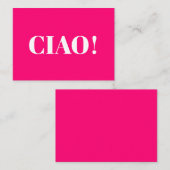 Ciao! Ciao, hallo, hi, hot-roze fuchsia witte kaar Advieskaart (Voorkant / Achterkant)