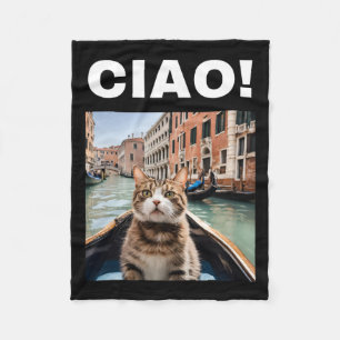 Ciao Funny Gondolier kat op een Venetiaanse gondel Fleece Deken