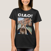 Ciao Funny Gondolier kat op een Venetiaanse gondel