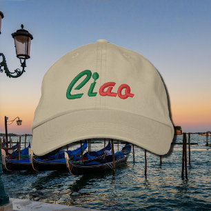 Ciao - groet in het Italiaans Geborduurde Pet