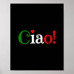 Ciao! Groet in Italiaanse vlagkleuren - Schattig Poster