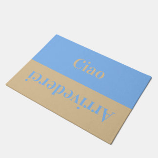 Ciao - groeten in het Italiaans beige en blauw Deurmat