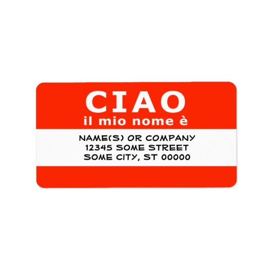 CIAO il mio nome e Etiket (Voorkant)