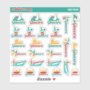 Ciao Italia. Aangepaste naamlabels Italië   Sticke Sticker
