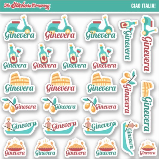 Ciao Italia. Aangepaste naamlabels Italië | Sticke Sticker (Voorkant)