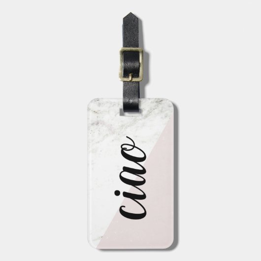 Ciao | Italiaanse Hallo en afscheid van Marble Kij Bagagelabel (Voorkant verticaal)