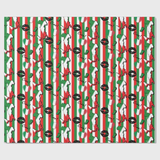 Ciao Italiaanse vlag en vormen Cadeaupapier (Vlak)