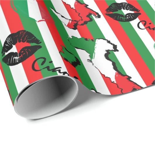 Ciao Italiaanse vlag en vormen Cadeaupapier (Rol Hoek)