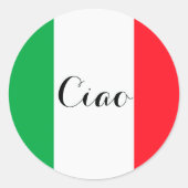 Ciao Italië met italiaanse vlag Ronde Sticker (Voorkant)
