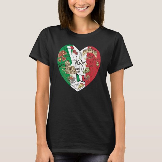 Ciao Italy Cool Italy Graphic Flag Heart Ital T-shirt (Voorkant)