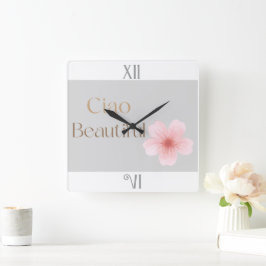 Ciao Mooie, Elegante Bloemige Gift Vierkante Klok