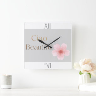 Ciao Mooie, Elegante Bloemige Gift Vierkante Klok