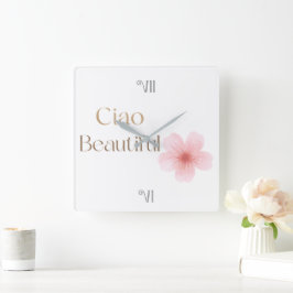 Ciao Mooie, Elegante Bloemige Gift Vierkante Klok