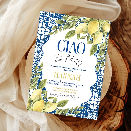Ciao naar Miss Italian Lemon Vrijgezellenfeest Kaart