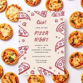 Ciao Red Hand-Drawn Pizza Night Party Kaart