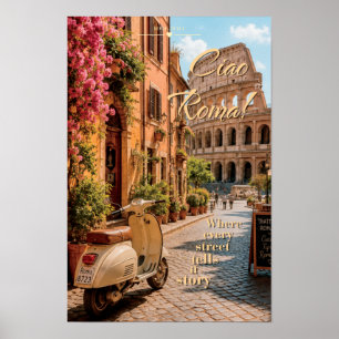 Ciao Roma Vintage Colosseum Schilderkunst Poster