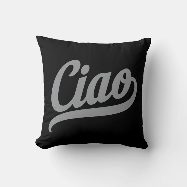 Ciao-script (grijs) kussen (Voorkant)