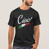 Ciao Script Witte Tekst Klassiek Minimalistische H T-shirt (Voorkant)