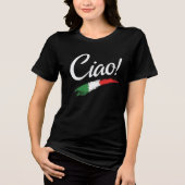 Ciao Script Witte Tekst Minimalistische Dames Tri- Tri-Blend Shirt (Voorkant)