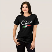 Ciao Script Witte Tekst Minimalistische Dames Tri- Tri-Blend Shirt (Voorkant volledig)