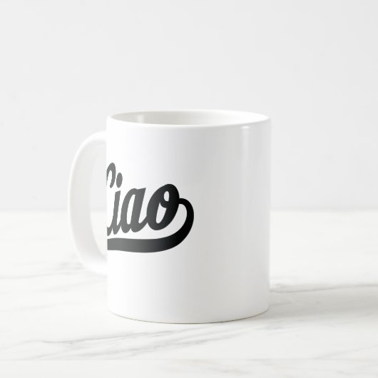 Ciao-script (zwart) koffiemok (Voorkant links)