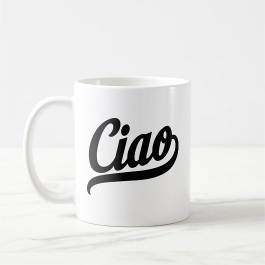 Ciao-script (zwart) koffiemok (Links)