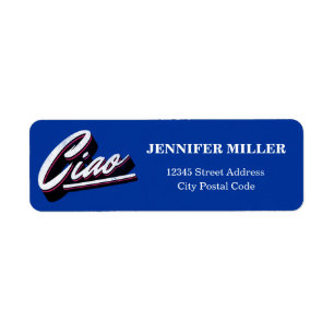 Ciao tekst ontwerp etiket