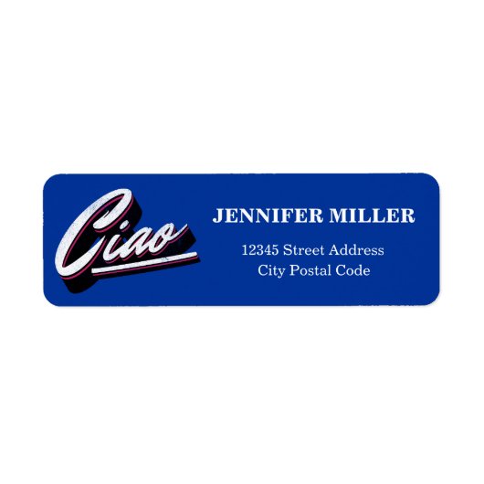 Ciao tekst ontwerp etiket (Voorkant)