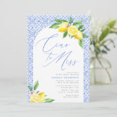 Ciao to Miss Lemon Italian Blue Tile Bridal Shower Kaart (Staand voorkant)