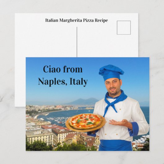 Ciao van Napels Italië Margherita Pizza Recept Briefkaart (Voorkant / Achterkant)