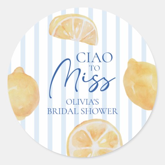 Ciao voor de bruidsfeest van Miss Lemon Ronde Sticker (Voorkant)
