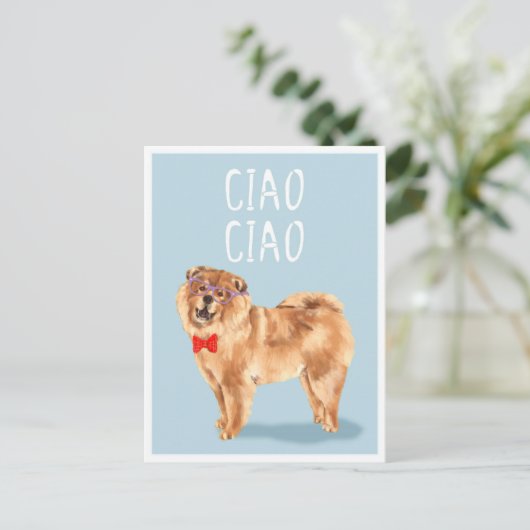 Ciao zegt dat de Chow Chow Dog grappige woordspeli Briefkaart (Staand voorkant)