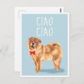 Ciao zegt dat de Chow Chow Dog grappige woordspeli Briefkaart (Voorkant / Achterkant)